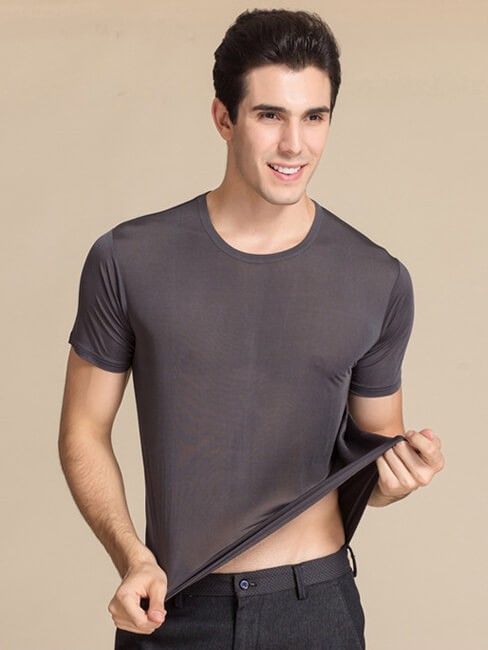 Men's Summer Round Neck 100% Silk Knitted T-shirt