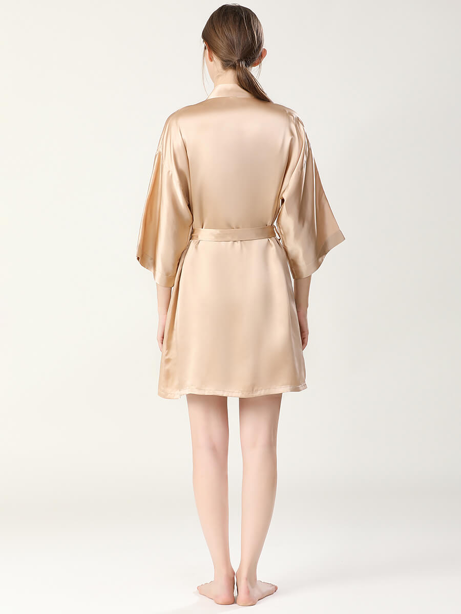 22 Momme Double-Strap Silk Chemise and Short Kimono Robe Set
