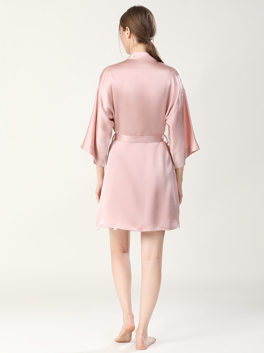 22 Momme Double-Strap Silk Chemise and Short Kimono Robe Set