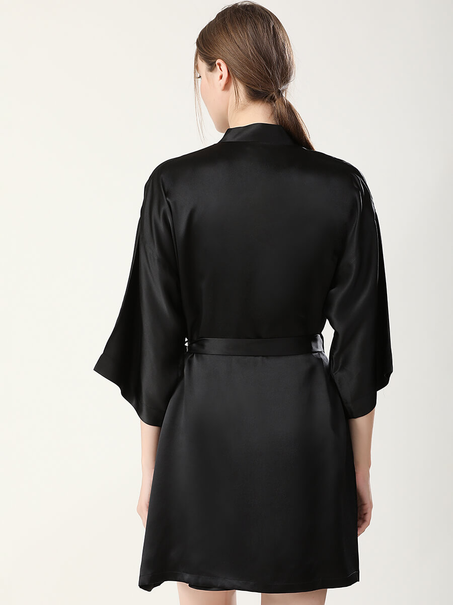 22 Momme Double-Strap Silk Chemise and Short Kimono Robe Set