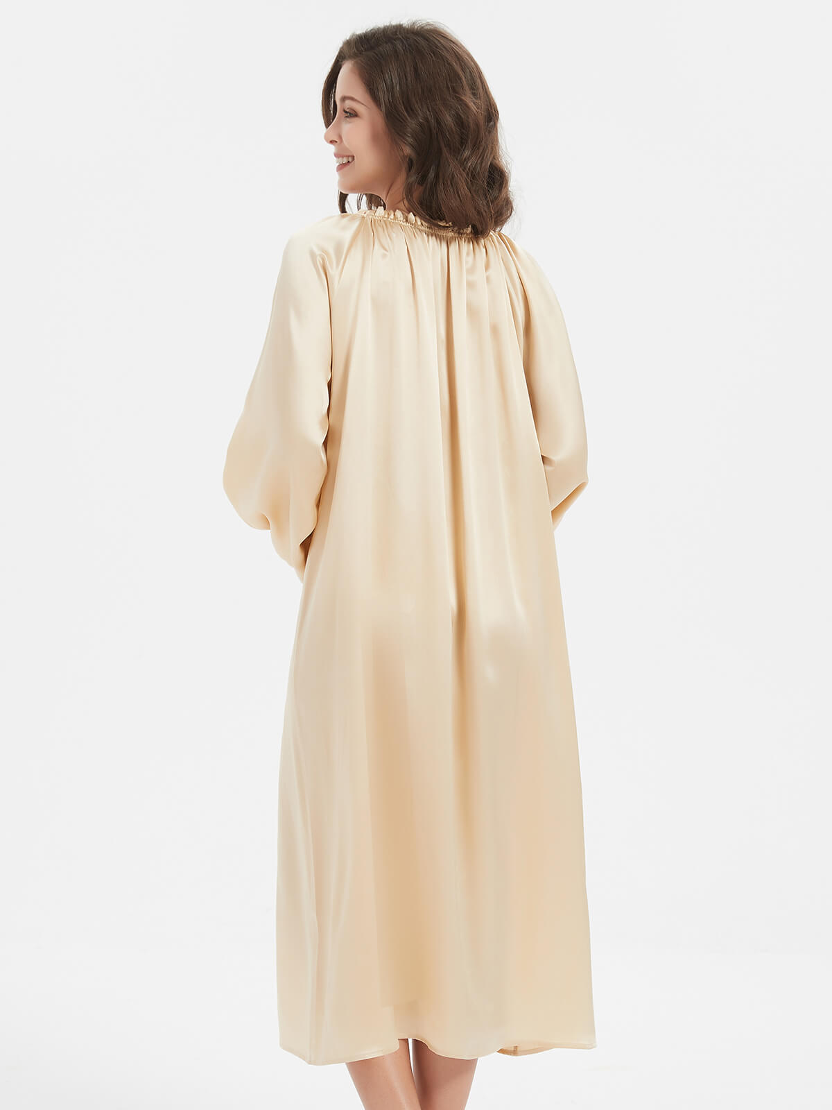 19 Momme Silk Victorian Nightdress With Long Sleeves