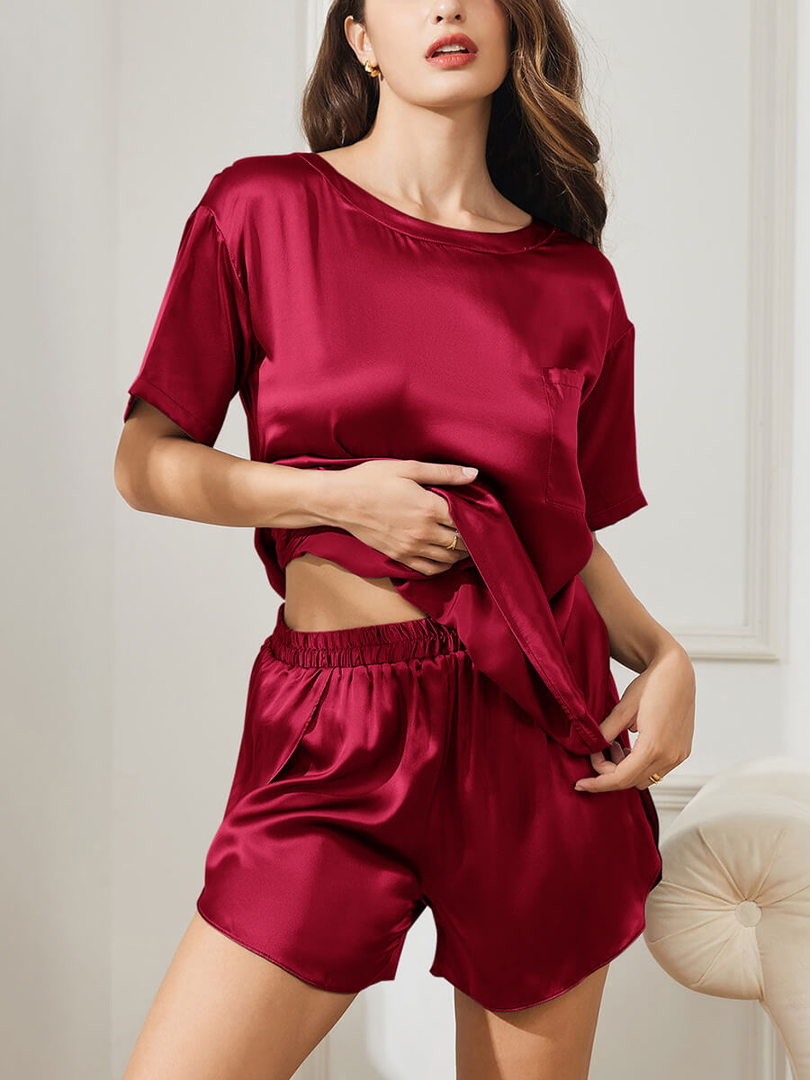19 Momme Comfortable Loose Silk Pajama Shorts Set For Women