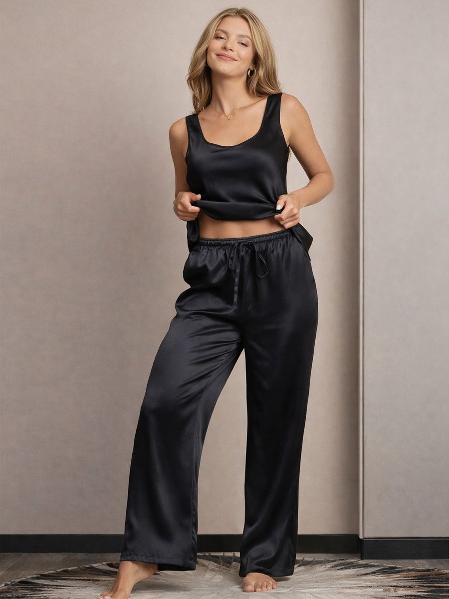 22 Momme Silk Tank Top and Wide-Leg Pants Pajama Set for Women