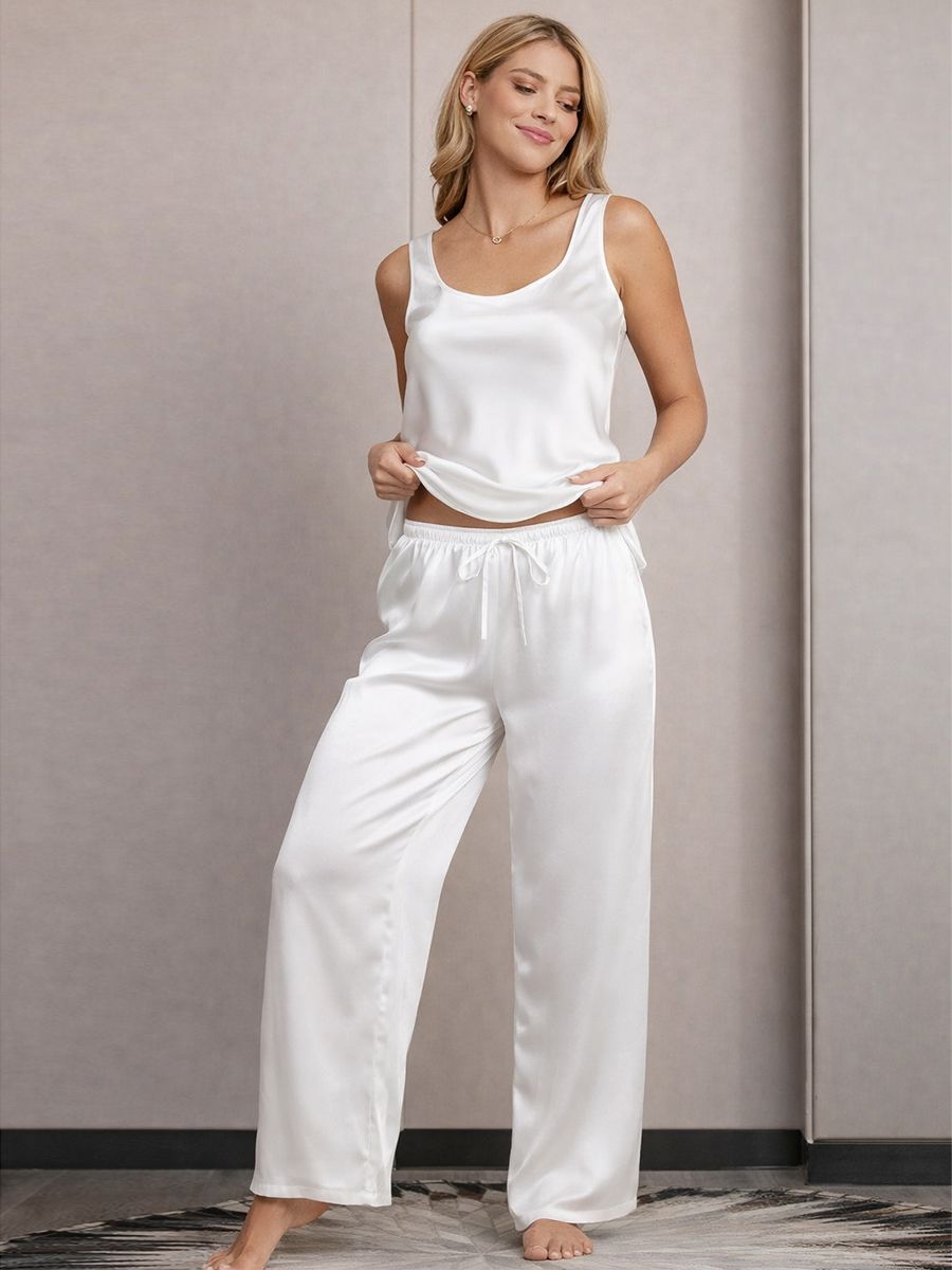 22 Momme Silk Tank Top and Wide-Leg Pants Pajama Set for Women