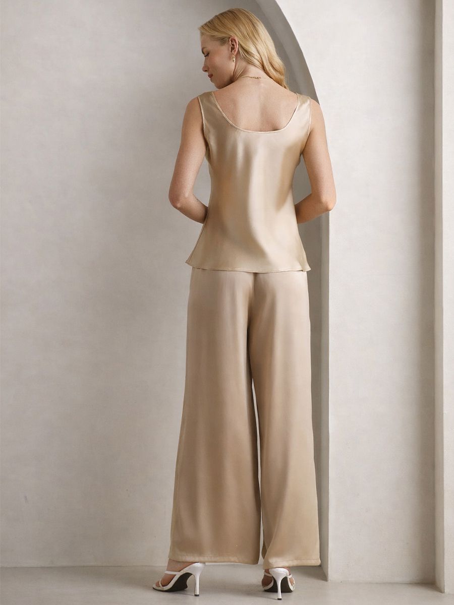 22 Momme Silk Tank Top and Wide-Leg Pants Pajama Set for Women