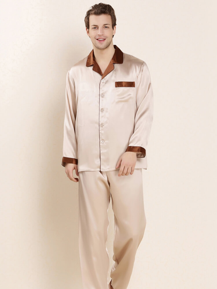 Silk Pajama Shirt for Man in Brown