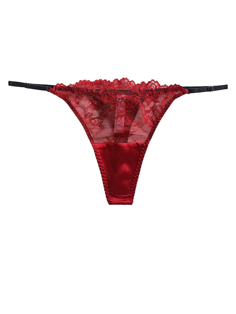 Floral Mesh Silk Thong Panty