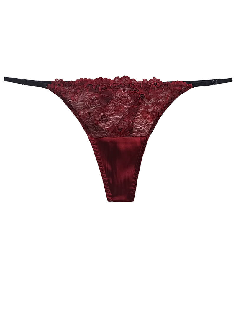 Floral Mesh Silk Thong Panty