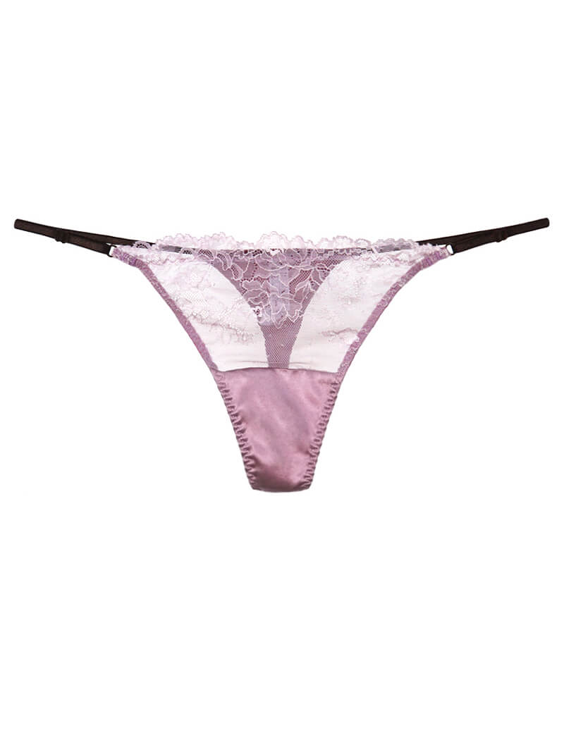 Floral Mesh Silk Thong Panty