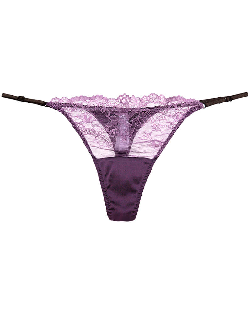 Floral Mesh Silk Thong Panty