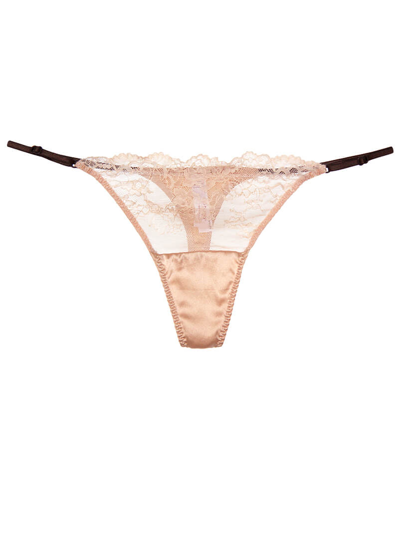 Floral Mesh Silk Thong Panty