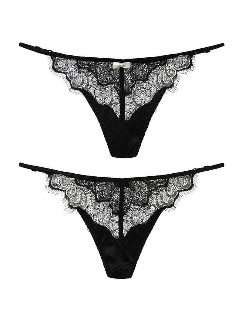 Lace and Mesh Silk Thong Panty