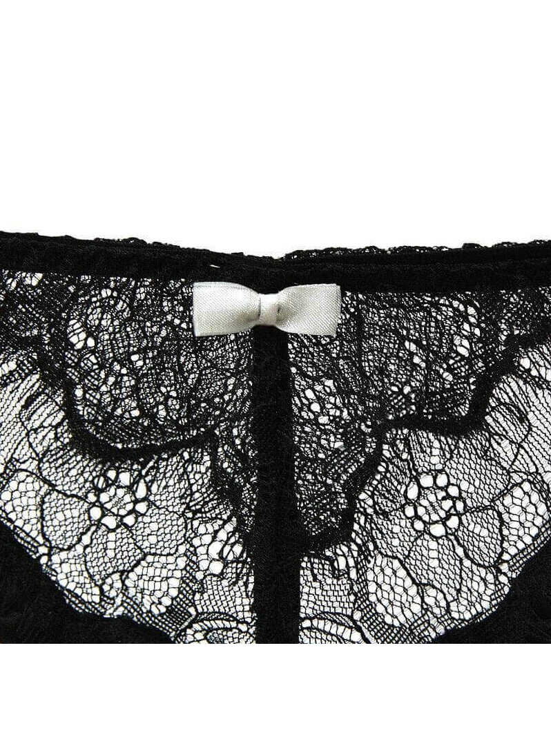 Lace and Mesh Silk Thong Panty