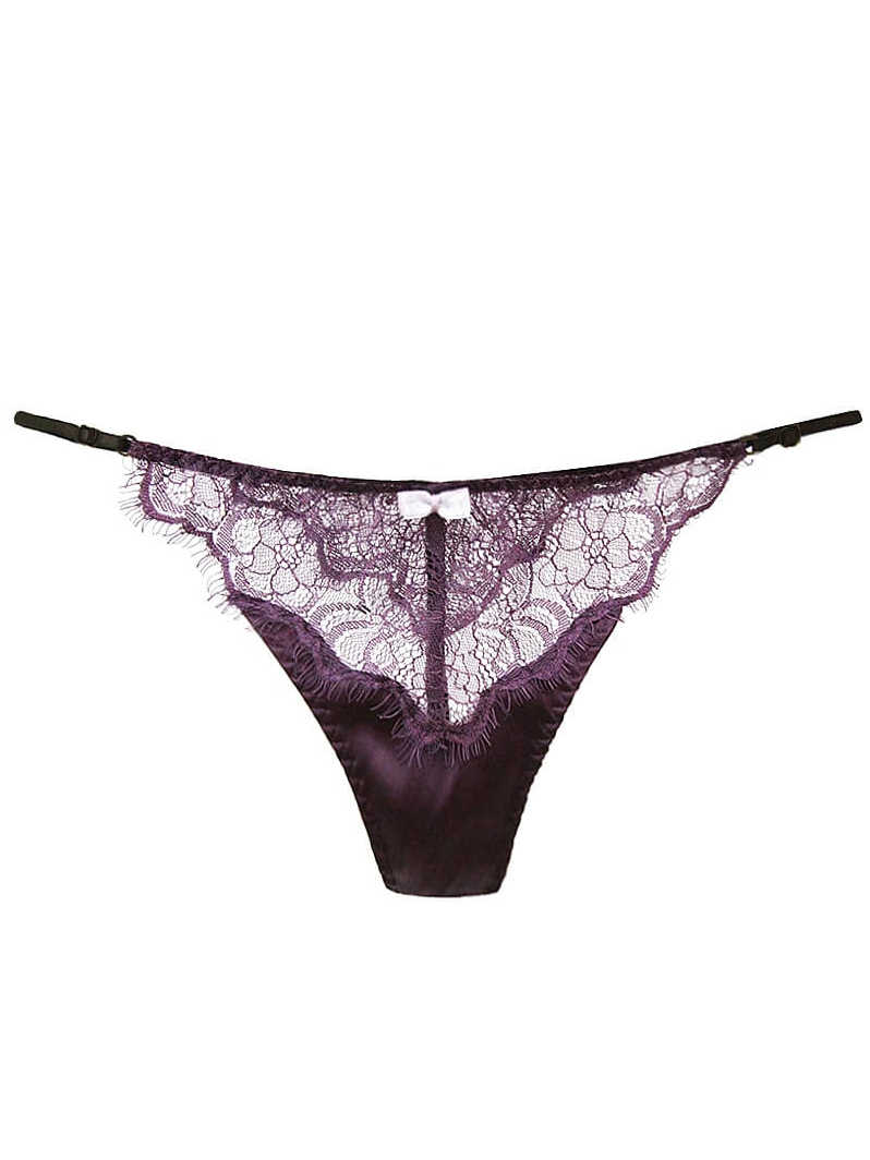 Lace and Mesh Silk Thong Panty