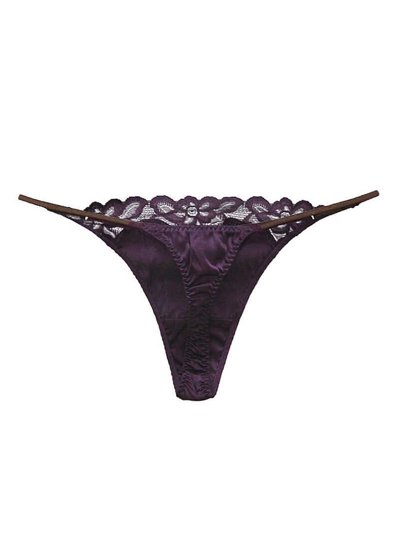 T-back Silk Panty with Embroidered Flowers