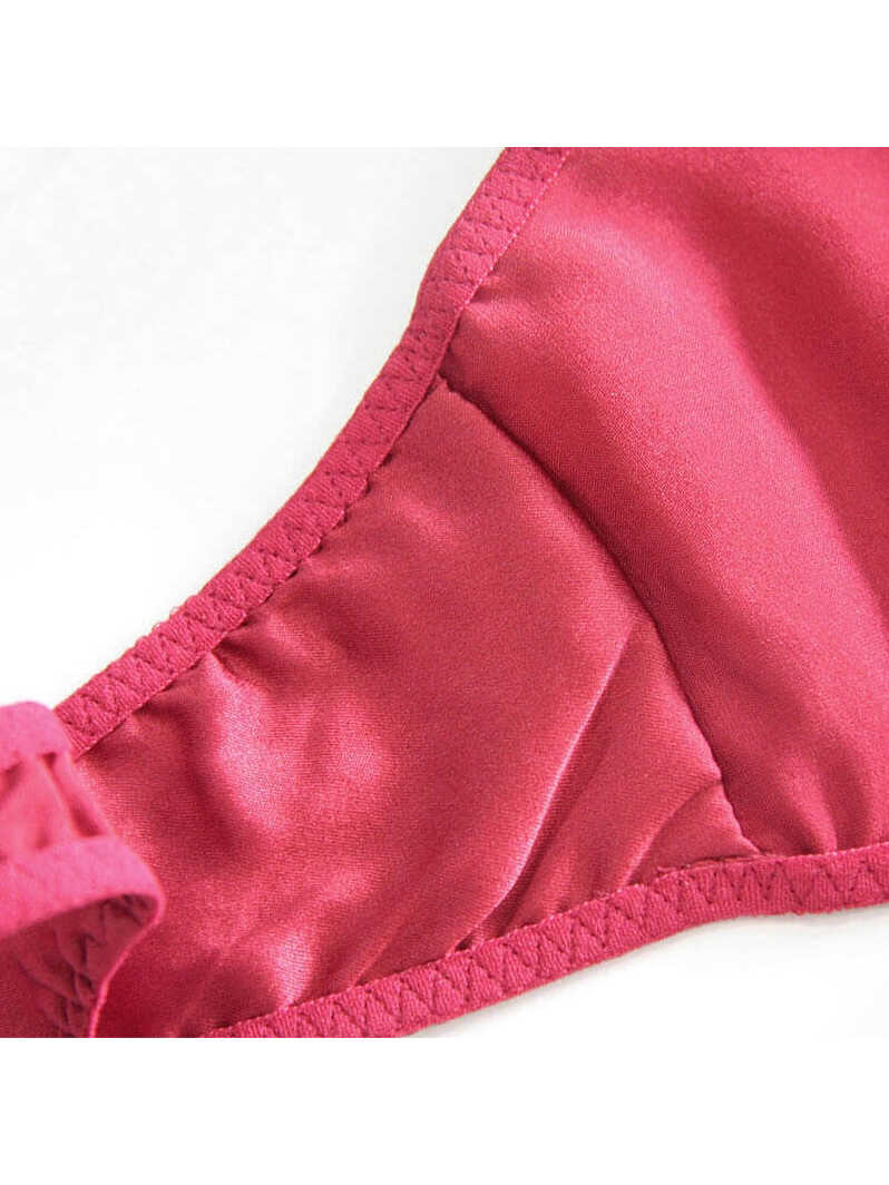 T-back Silk Panty with Embroidered Flowers