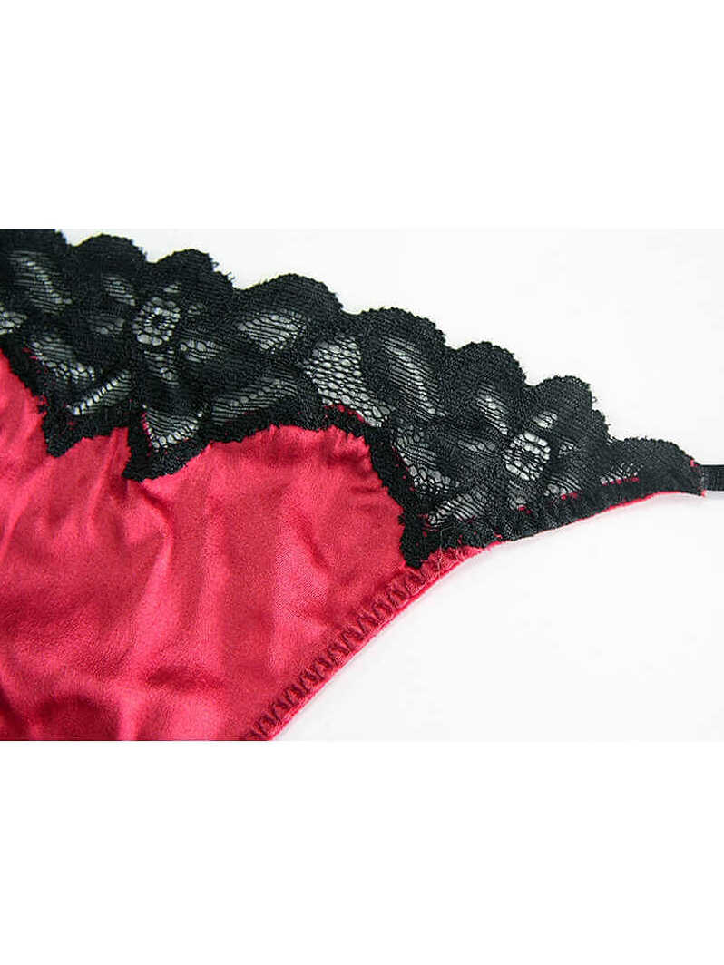 T-back Silk Panty with Embroidered Flowers