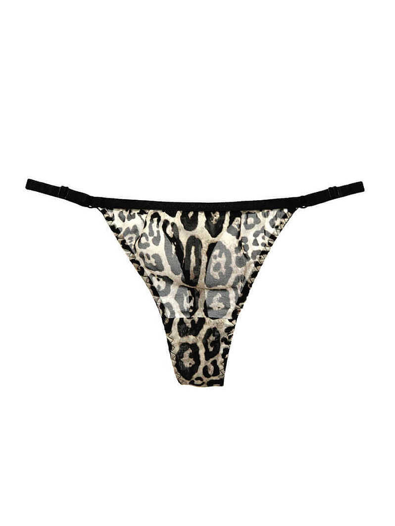 Leopard Printed Seamless Silk Thong Panty
