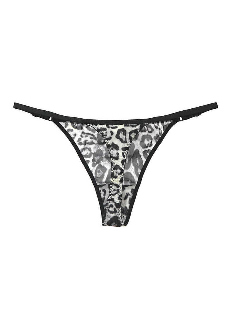 Leopard Printed Seamless Silk Thong Panty