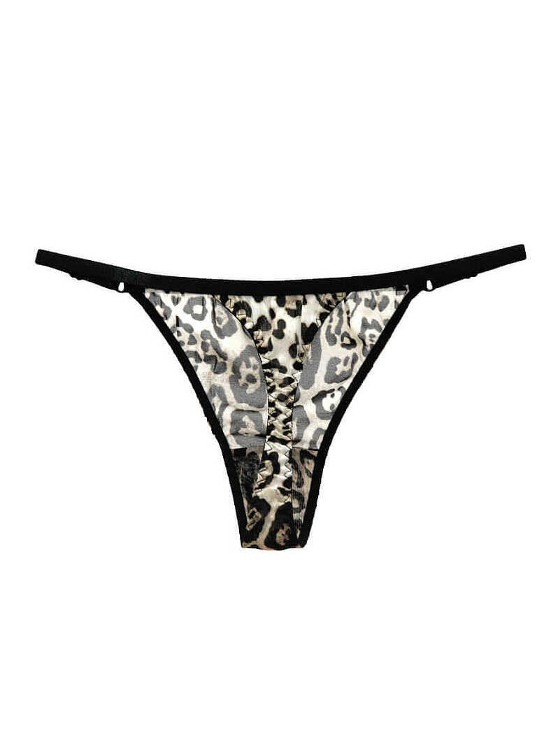 Leopard Printed Seamless Silk Thong Panty