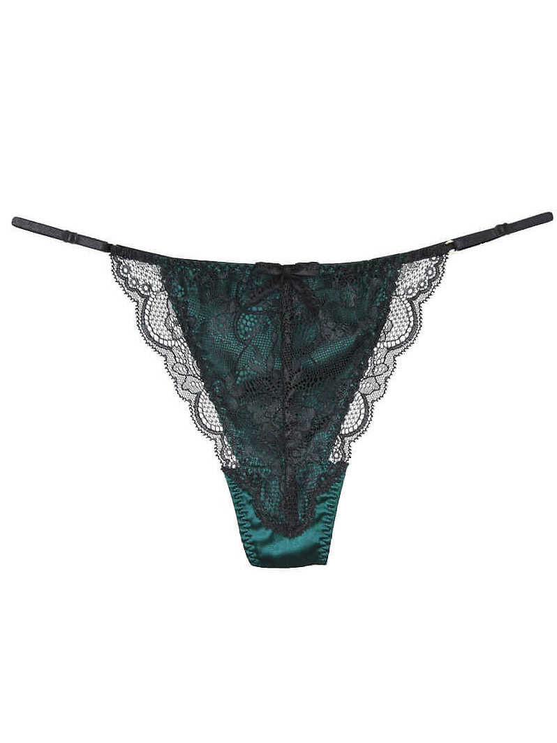 Lace Trimmed Silk Thong - Click Image to Close