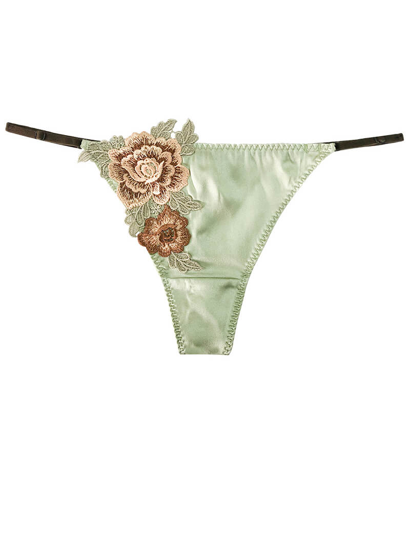 Luxurious Embroidery Mulberry Silk Charmeuse Panty