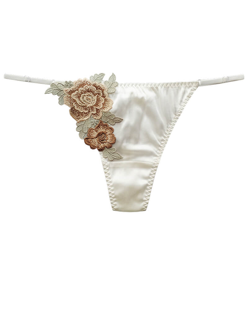 Luxurious Embroidery Mulberry Silk Charmeuse Panty