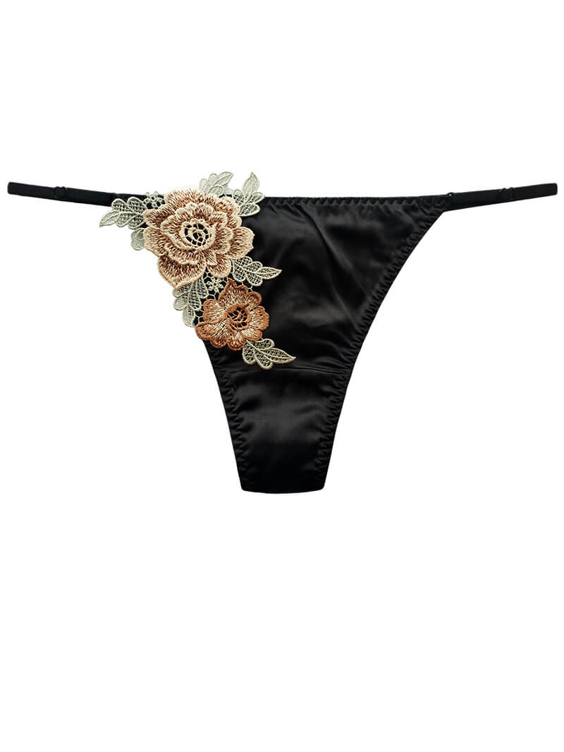 Luxurious Embroidery Mulberry Silk Charmeuse Panty