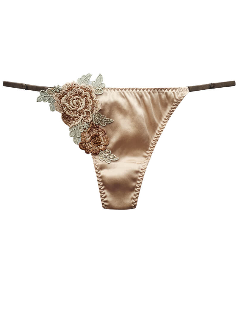 Luxurious Embroidery Mulberry Silk Charmeuse Panty