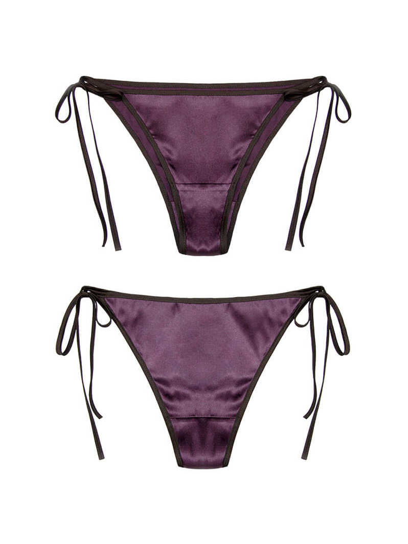 Cheeky Lace-up Charmeuse Silk Panty