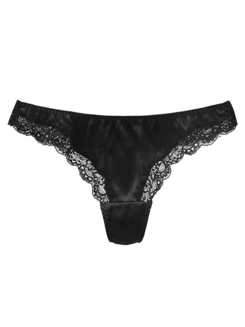 Silk G-string Briefs with Floral Lace Edge [FST26] - $36.99 ...