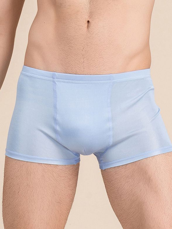 Men's Solid Color Mid-Waist Silk Boxer Shorts