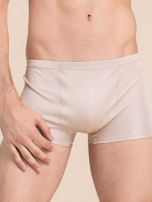 Men's Solid Color Mid-Waist Silk Boxer Shorts