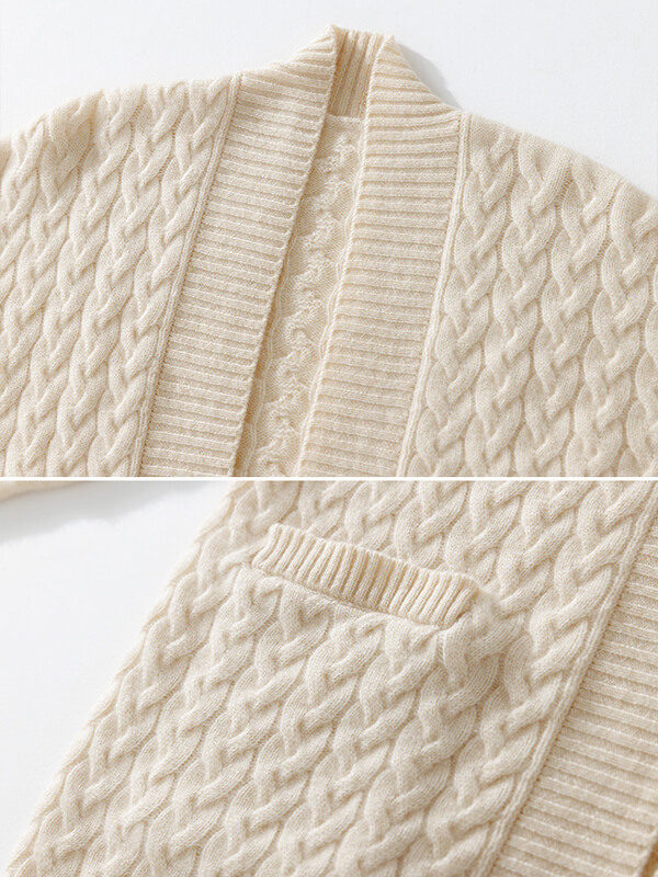 Women's 100% Cashmere Cable-Knit Open Front Cardigan