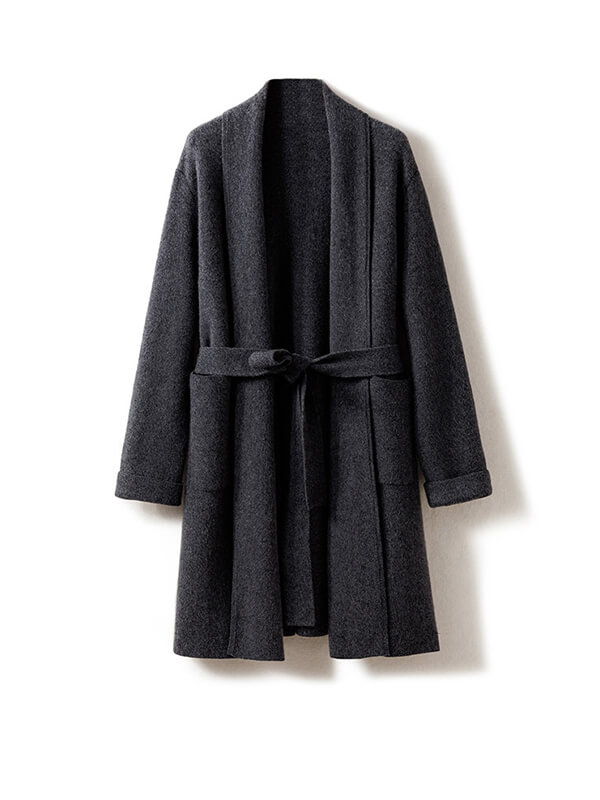 Long Belted Cashmere Cardigan For Women