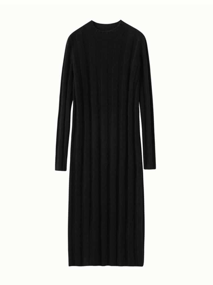 Casual Long Sleeve Half Turtleneck Cashmere Sweater Dress