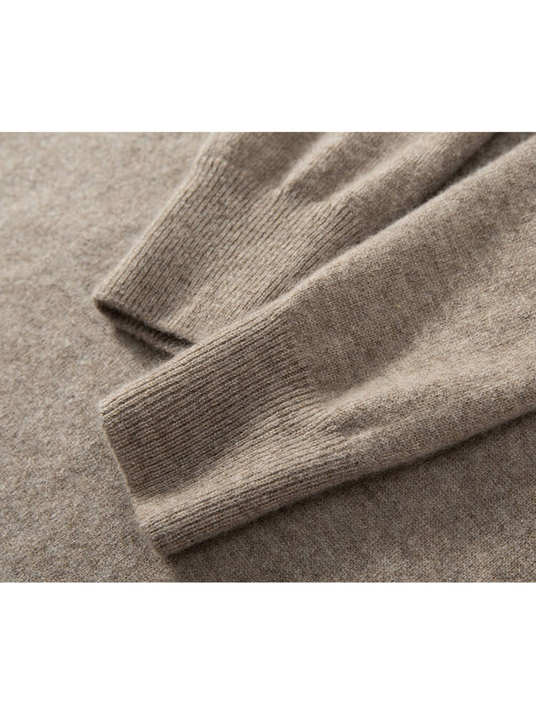 Cozy Long-Sleeve Classic V-Neck Cashmere Midi Dress