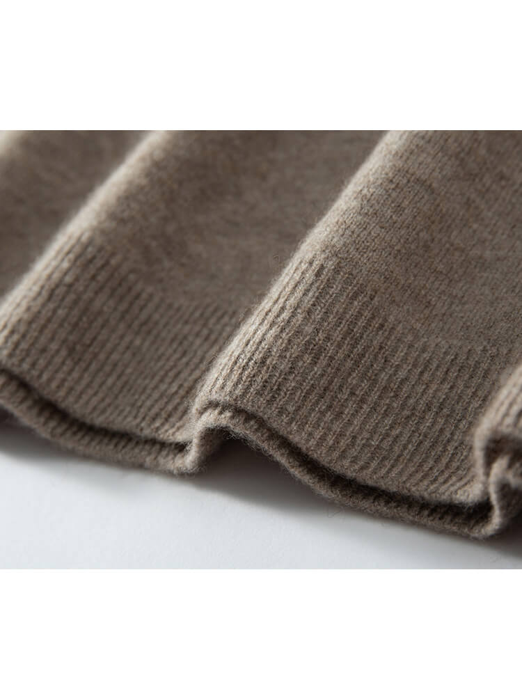 Cozy Long-Sleeve Classic V-Neck Cashmere Midi Dress