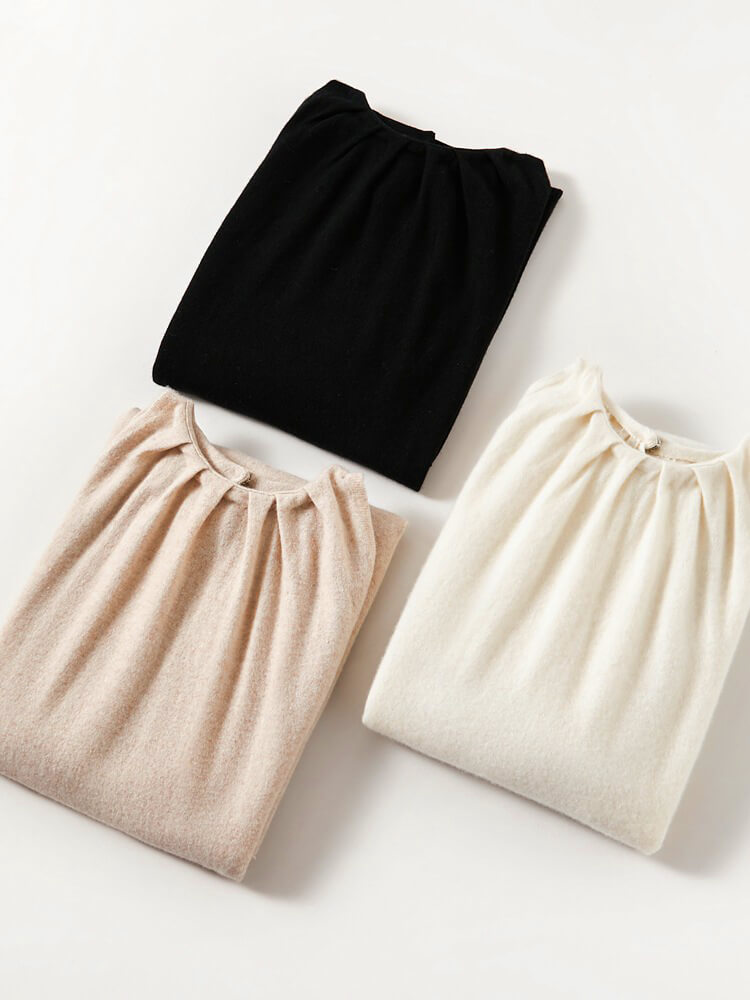 Sleeveless Gathered Halter Neck Cashmere A-line Sweater Dress