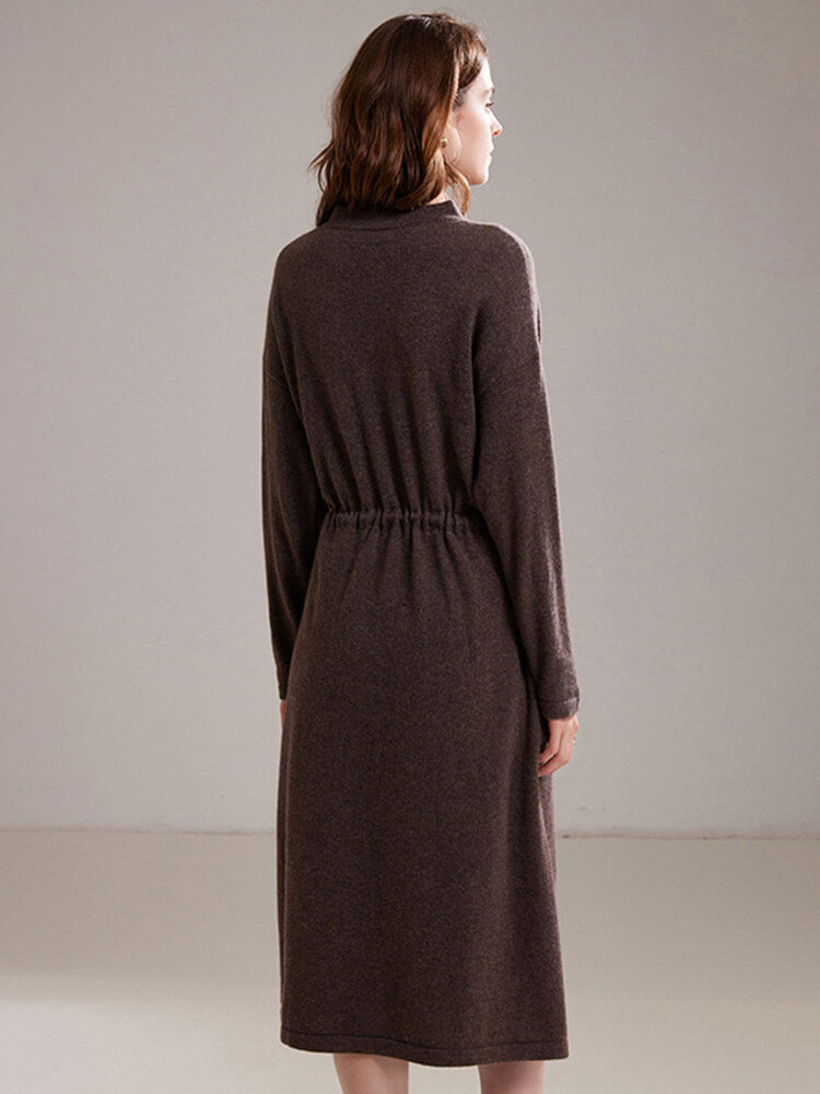 Thickened Pure Cashmere Mock Neck Long Sleeve Oversized Dress