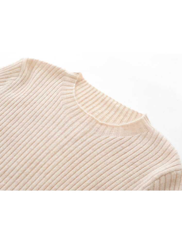 Chic Crewneck Ribbed Cashmere Sweater Dress with Side Drawstring