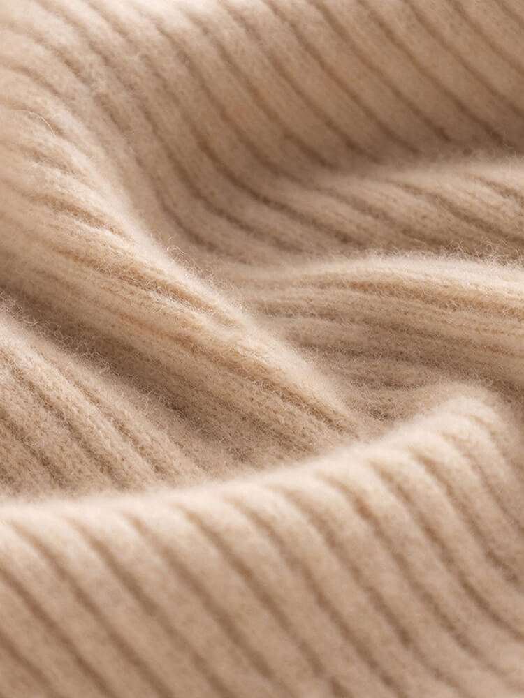 Ribbed 100% Cashmere Mock Neck Bodycon Midi Dress