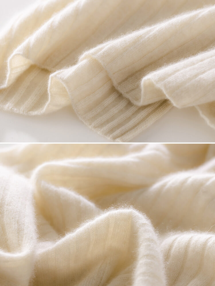 Ribbed Long 100% Cashmere V-Neck Slip Dress