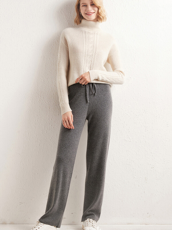 Classic Straight Leg Wool Pants For Women