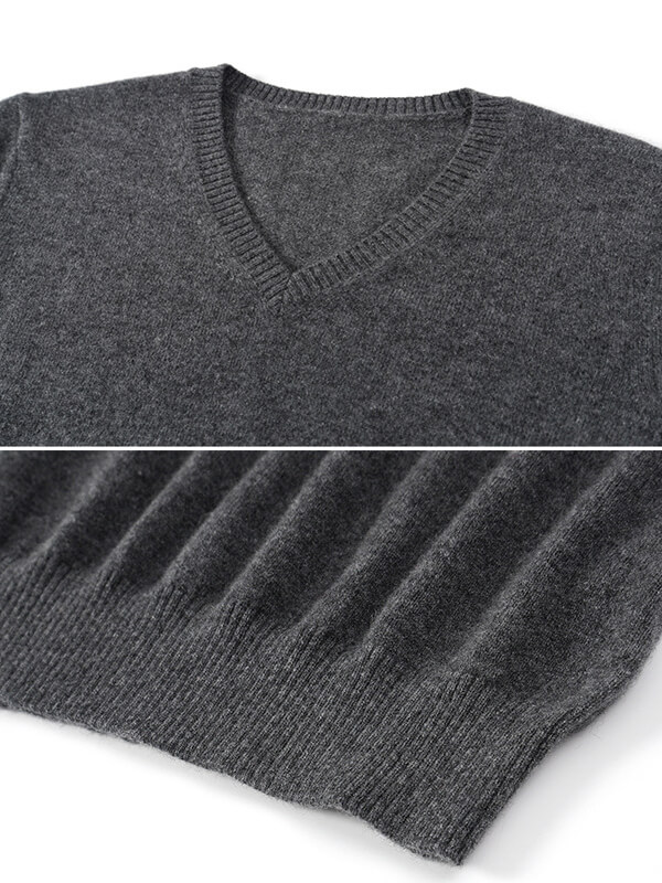 Basic V-Neck Cashmere Sweater For Women