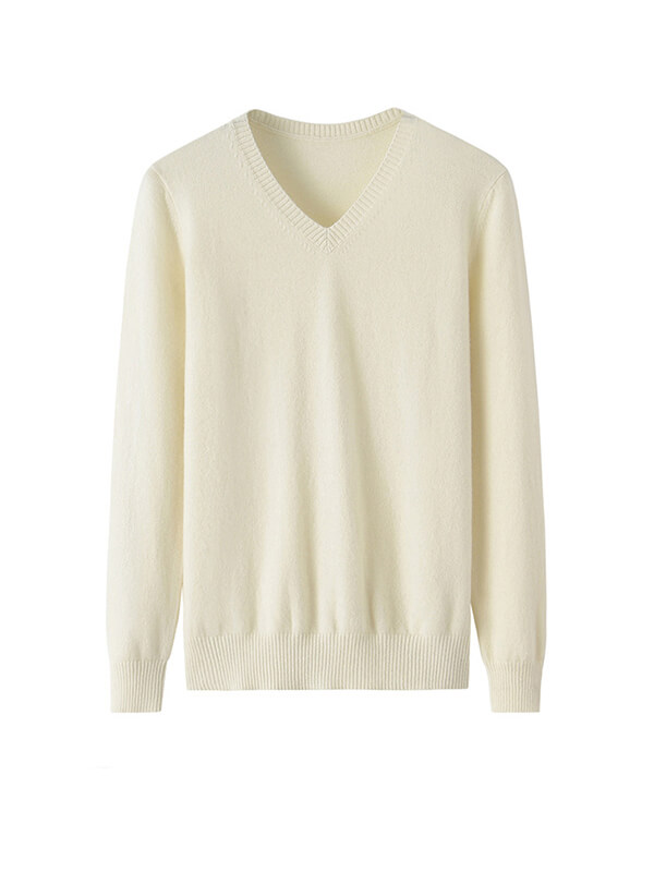 Basic V-Neck Cashmere Sweater For Women