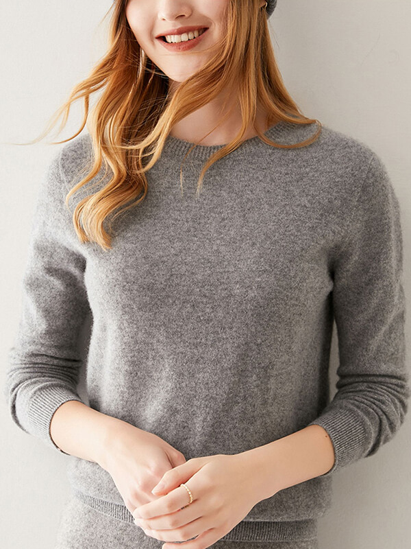 Basic Crewneck Cashmere Sweater For Women