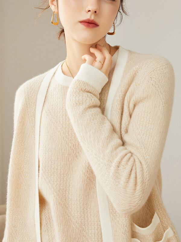 Cashmere Colorblock Jacquard Crewneck Sweater