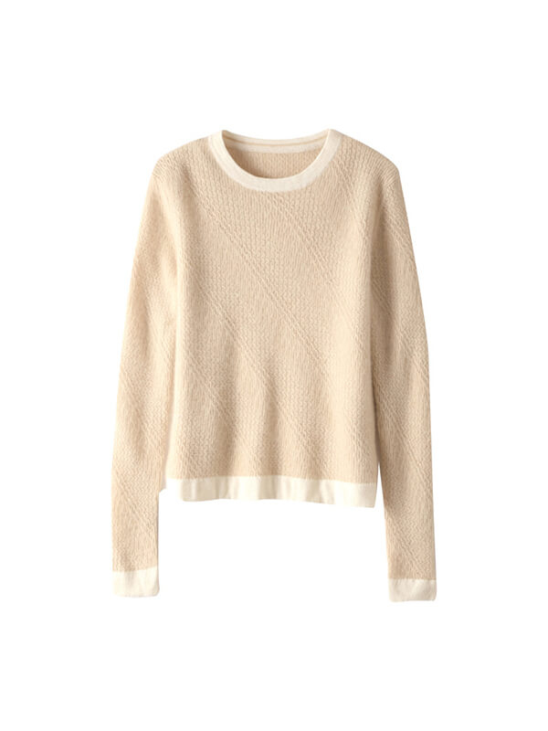 Cashmere Colorblock Jacquard Crewneck Sweater