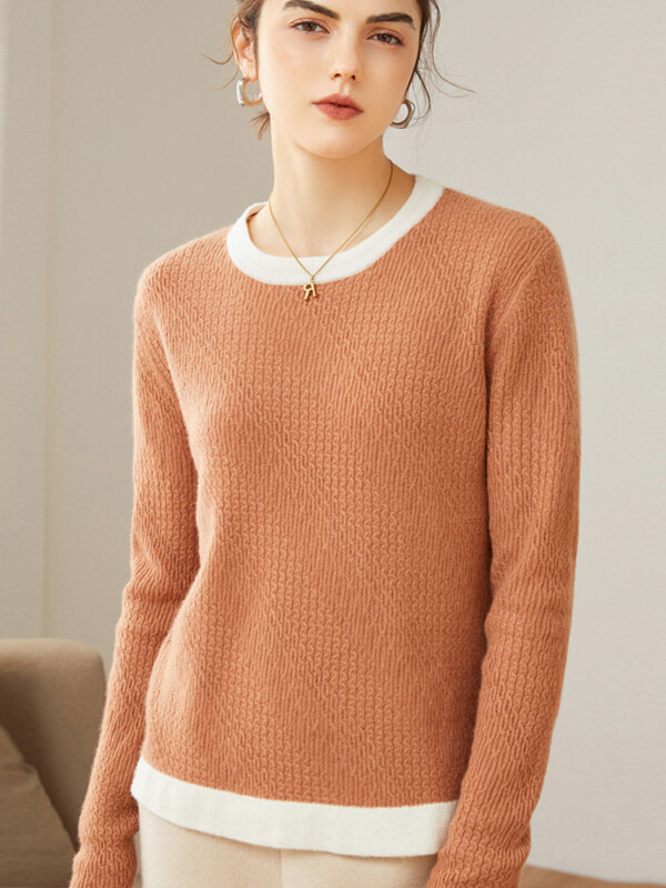 Cashmere Colorblock Jacquard Crewneck Sweater